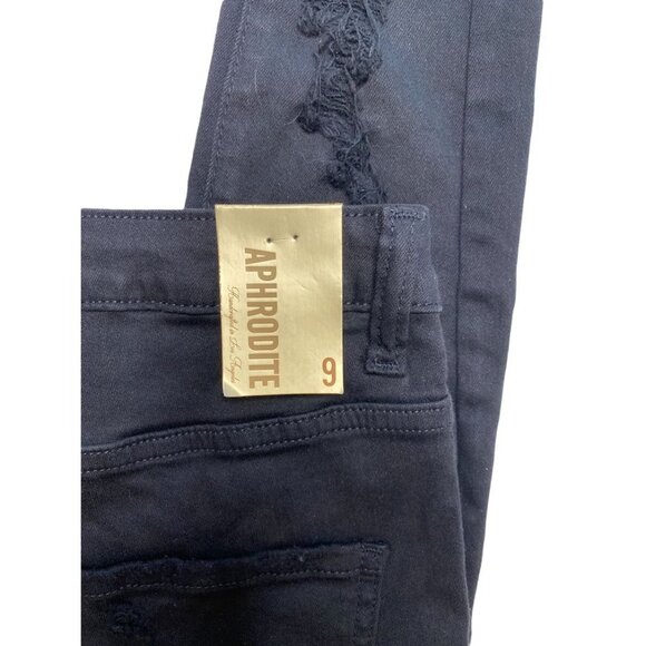 Aphrodite Curvy Ankle Jeans Women's 9 MEDIUM Black Distressed High-Rise Skinny - Picture 10 of 13